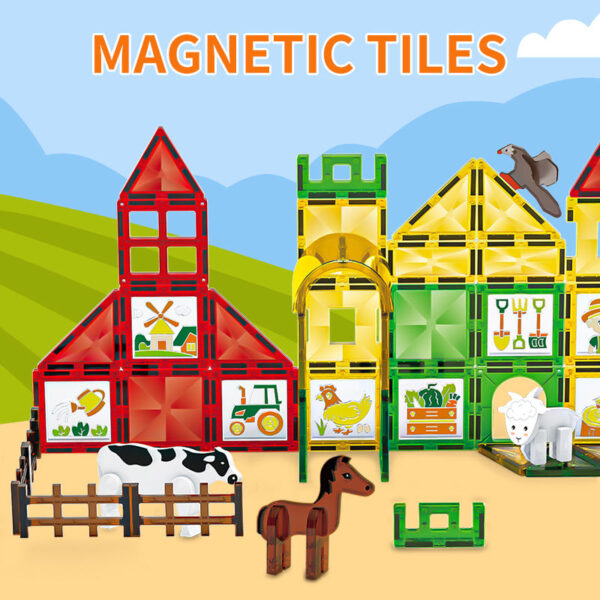80 Piece Magnetic Tiles 3D Building Blocks Educational Toys For Kids DIY Painting Color Glue Toys Sets - Image 4