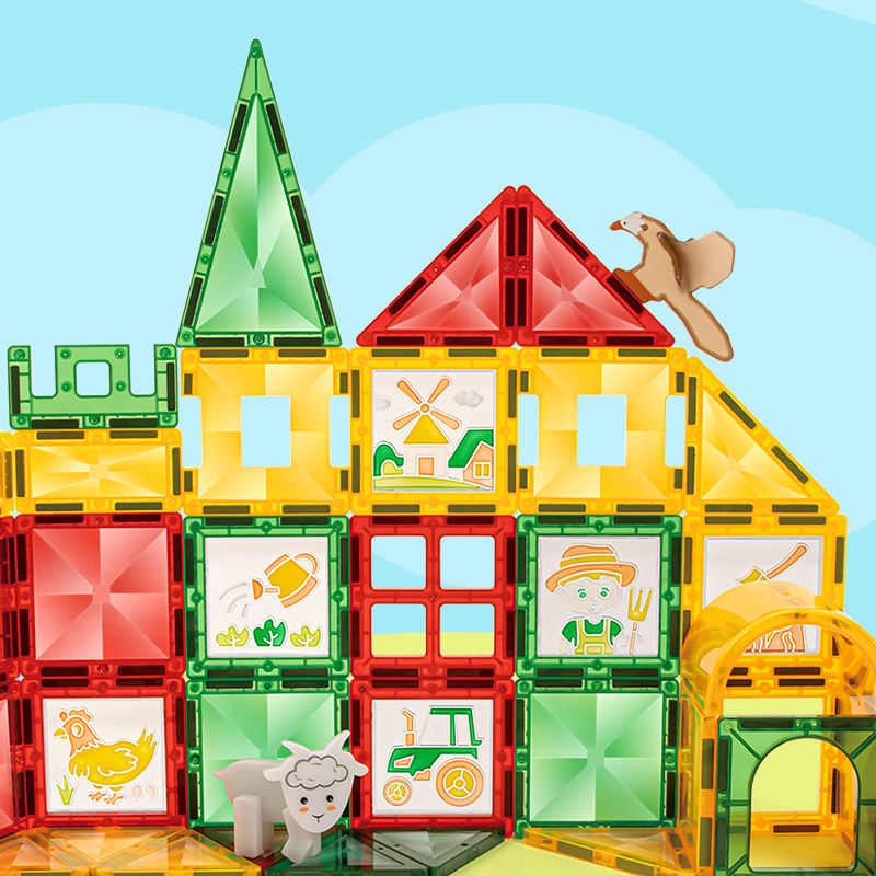 80 Piece Magnetic Tiles 3D Building Blocks Educational Toys For Kids DIY Painting Color Glue Toys Sets - Image 5
