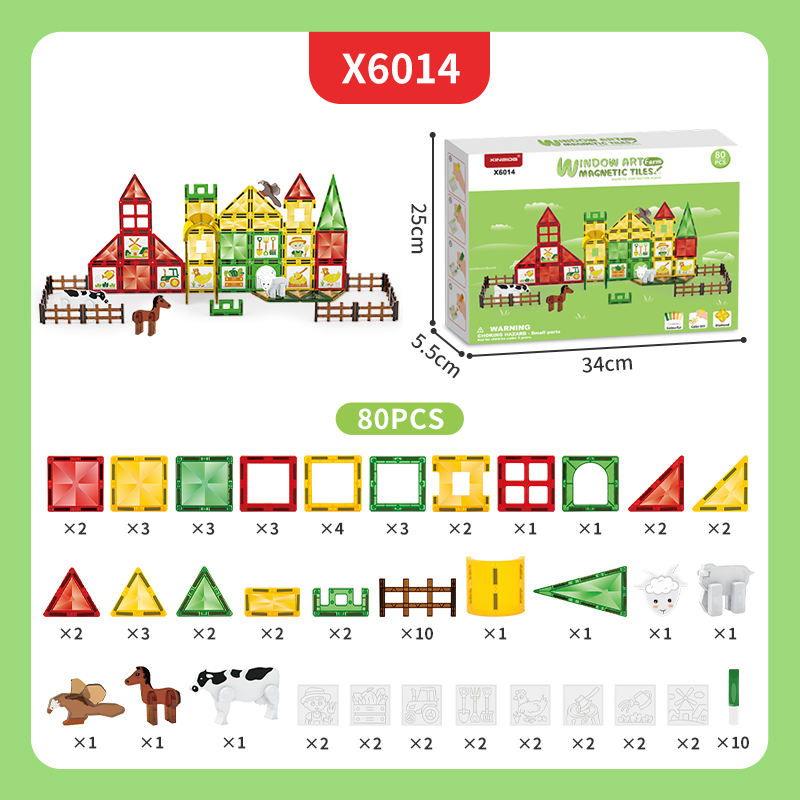 80 Piece Magnetic Tiles 3D Building Blocks Educational Toys For Kids DIY Painting Color Glue Toys Sets - Image 11