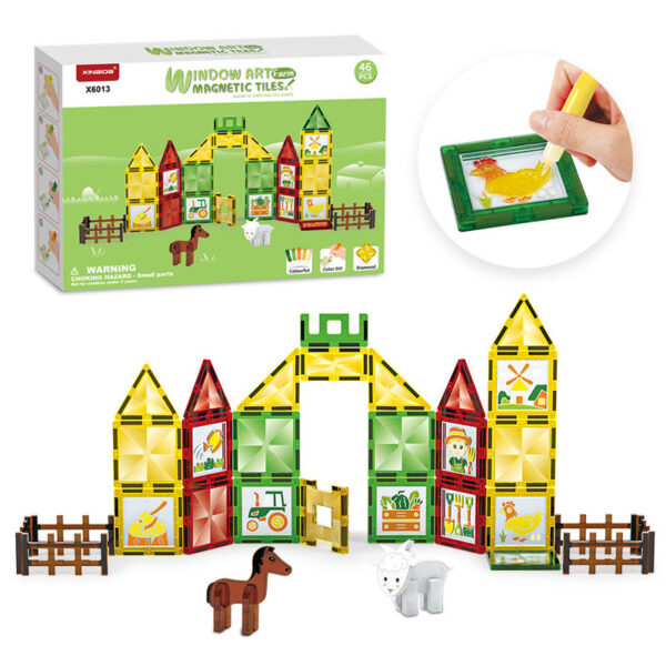 Hot Sell Magnetic Tiles Farm Series Learning Toys Building Blocks with Colorful Glue DIY Painting - Image 2