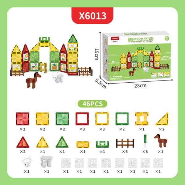Hot Sell Magnetic Tiles Farm Series Learning Toys Building Blocks with Colorful Glue DIY Painting - Image 12