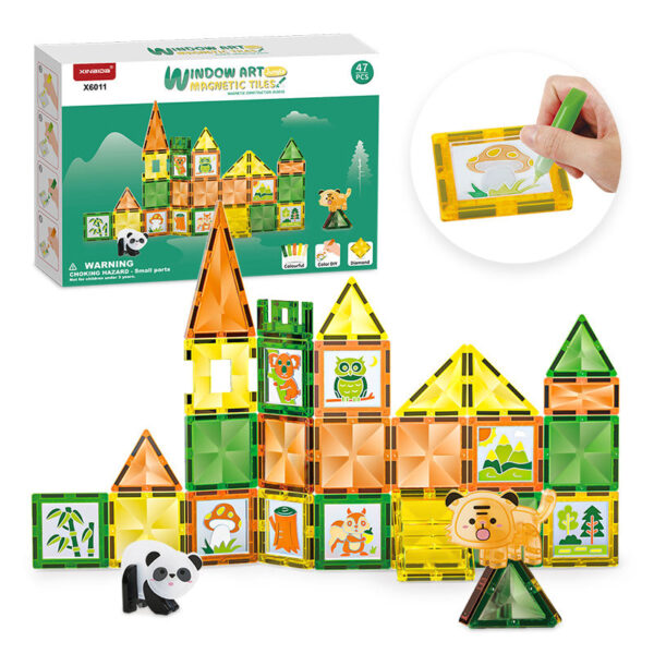 Kids Magnetic Tiles Color Glue Painting Building Blocks DIY Toys Art Creative Sets Magnetic Tiles - Image 2