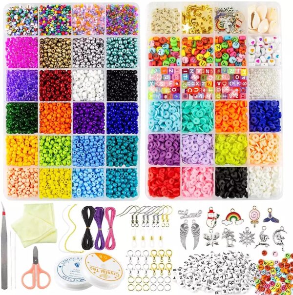 Girl Toys Mixed Clay Seed Beads Letter Beads DIY Completely Jewelry Making Starter Kit - Image 2