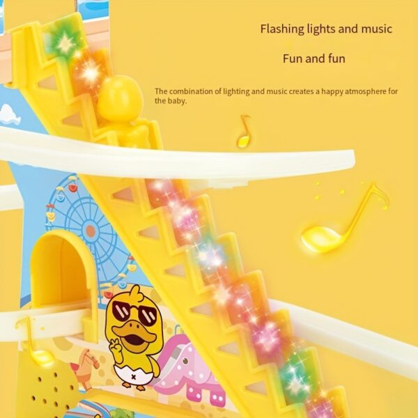 Cute Duckling Light Music Early Education Toy Track Slide Toy Little Duck Electric Climbing Stairs Toy - Image 6