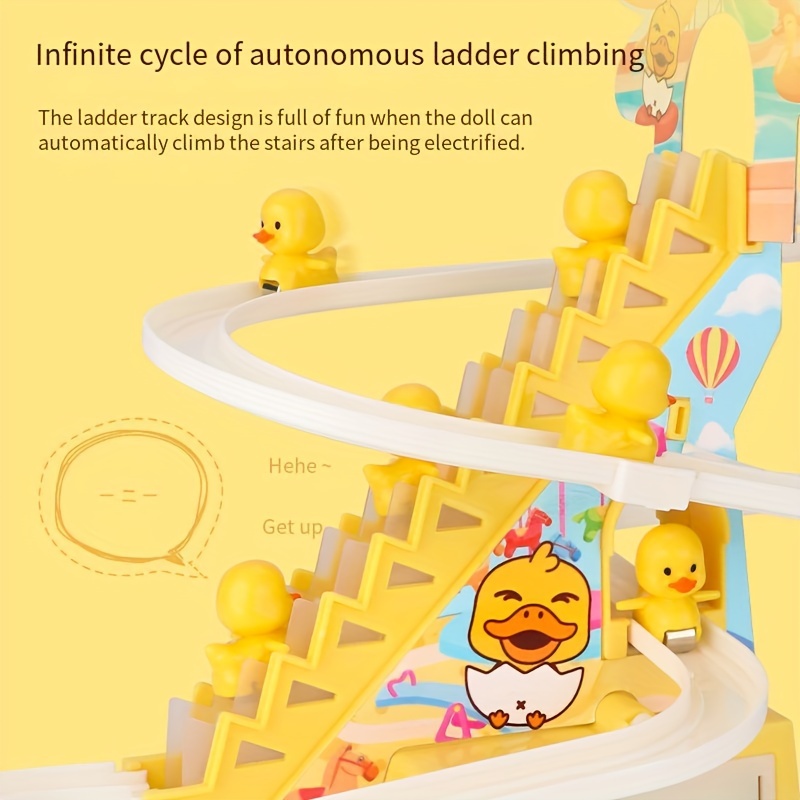 Cute Duckling Light Music Early Education Toy Track Slide Toy Little Duck Electric Climbing Stairs Toy - Image 9