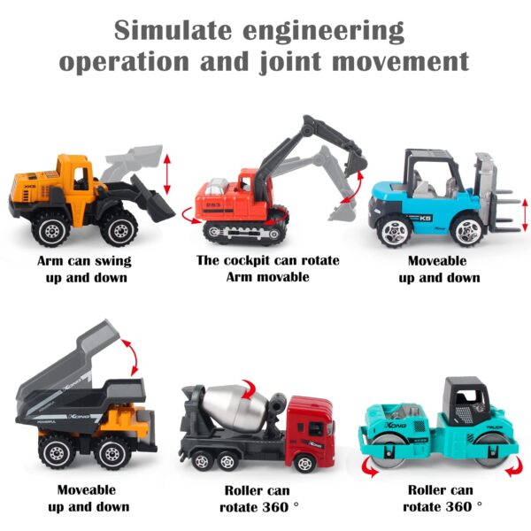 Alloy Metal 1/64 Scale Construction Toys Vehicles Engineering Excavators Dozer Diecast Toys - Image 4