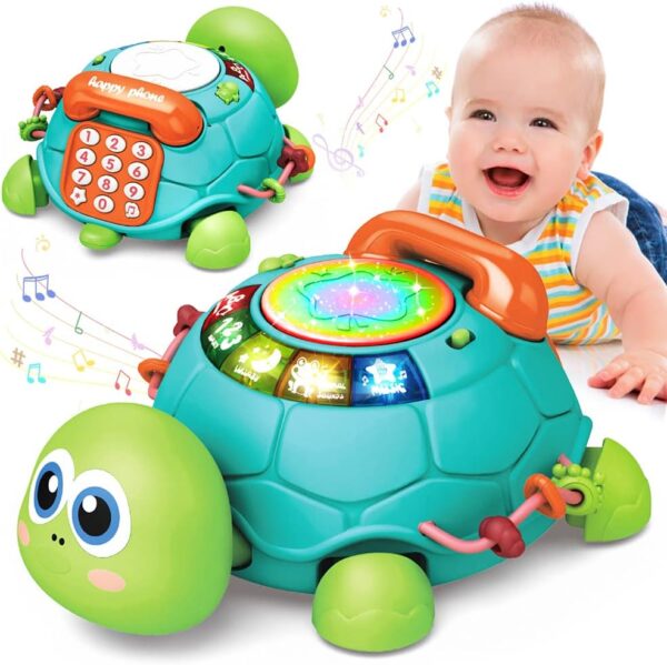 High Quality Cartoon Baby Crawling Induction Cartoon Turtle Telephone Musical Phone Toy Educational Games - Image 2
