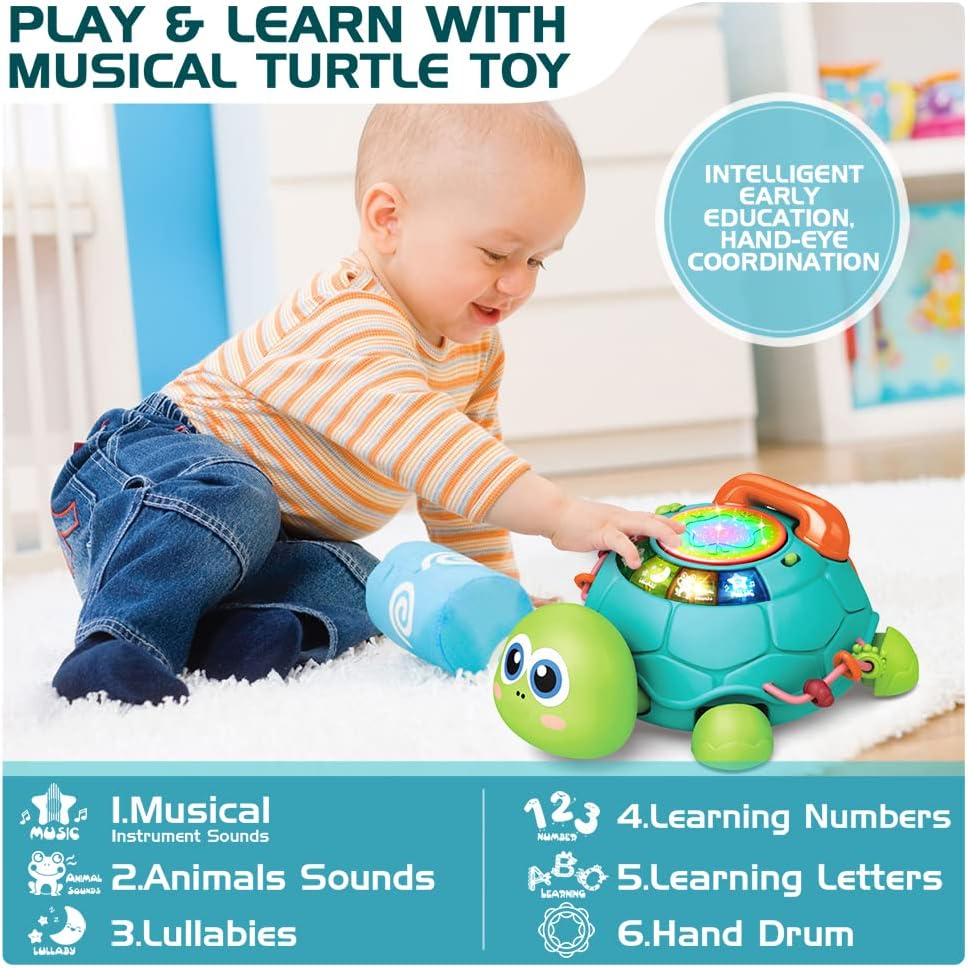 High Quality Cartoon Baby Crawling Induction Cartoon Turtle Telephone Musical Phone Toy Educational Games - Image 7