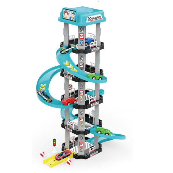 New Design Boys Play Game Set City 5 Floors Racing Track Sliding Car Parking Garage Toy for Kids - Image 2