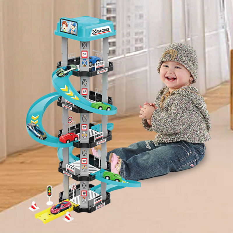 New Design Boys Play Game Set City 5 Floors Racing Track Sliding Car Parking Garage Toy for Kids - Image 3