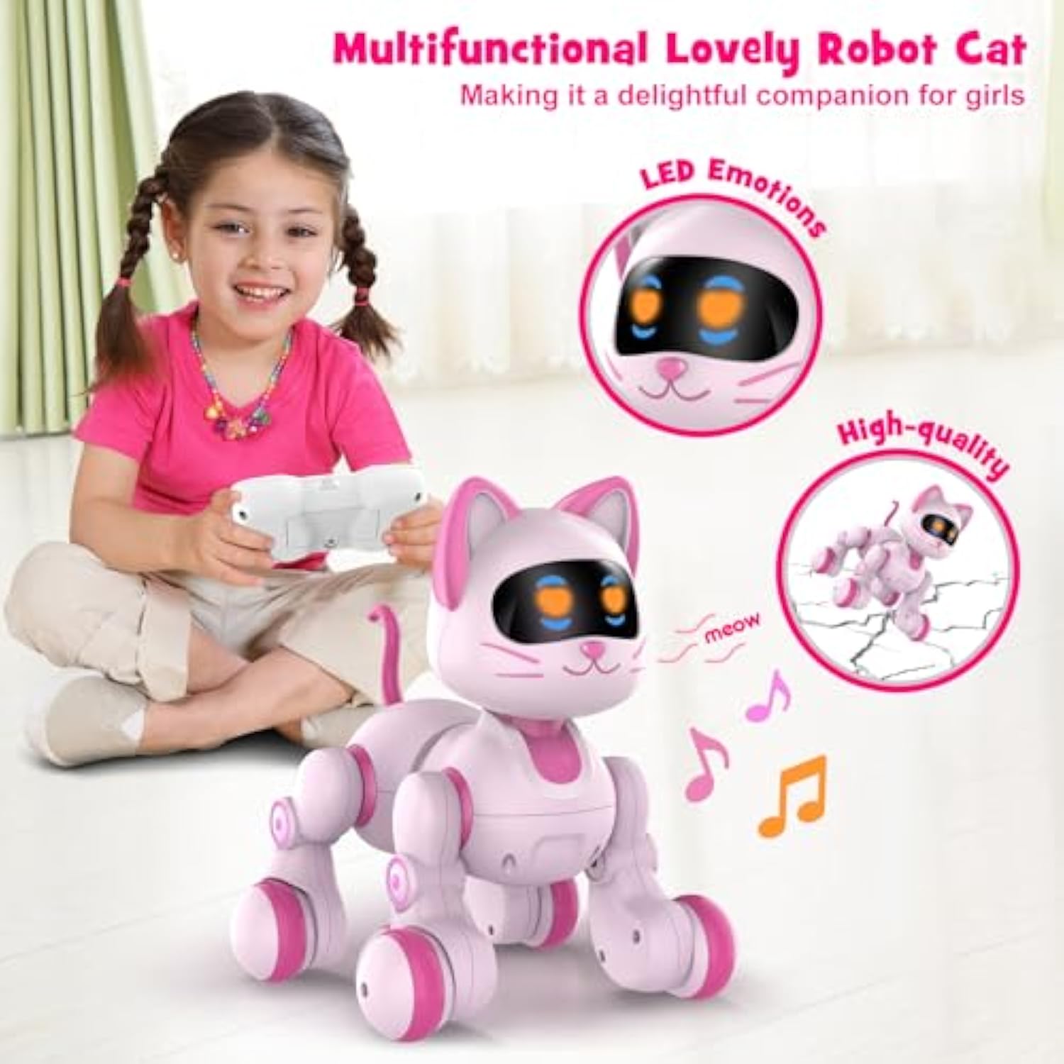 Kids Educational Rechargeable Electric Dancing Interactive Programable Intelligent Remote Control Robot Cat - Image 3