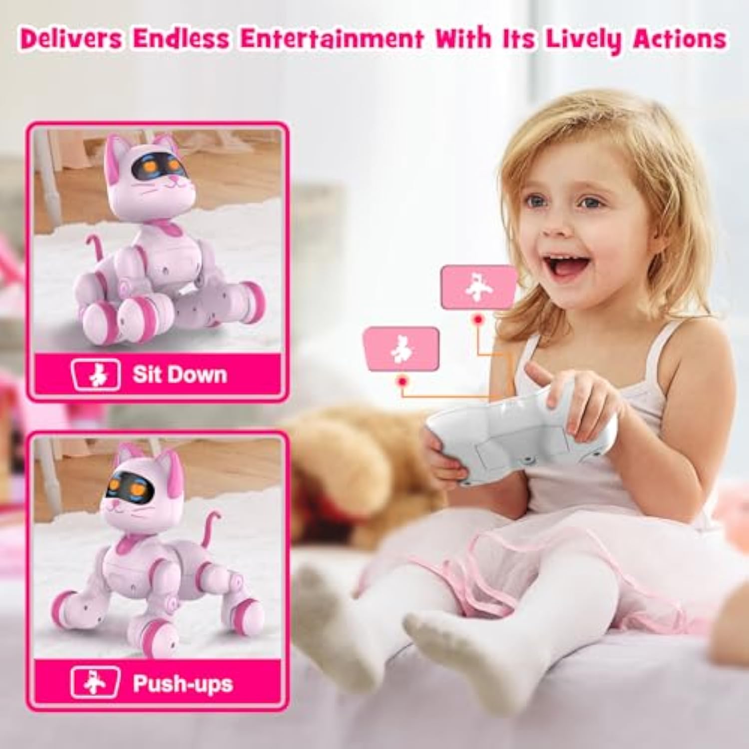 Kids Educational Rechargeable Electric Dancing Interactive Programable Intelligent Remote Control Robot Cat - Image 7