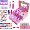Girl Toys Pretend Play Cosmetic Toys 2 Layers Craft Purple Makeup Case Beauty Kit Eye Shadow Nail Polish For Make Up Kit - Image 14