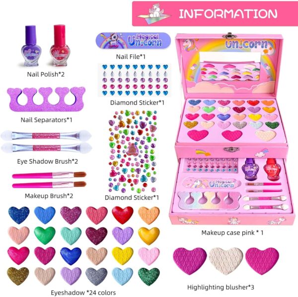 Girl Toys Pretend Play Cosmetic Toys 2 Layers Craft Purple Makeup Case Beauty Kit Eye Shadow Nail Polish For Make Up Kit - Image 6