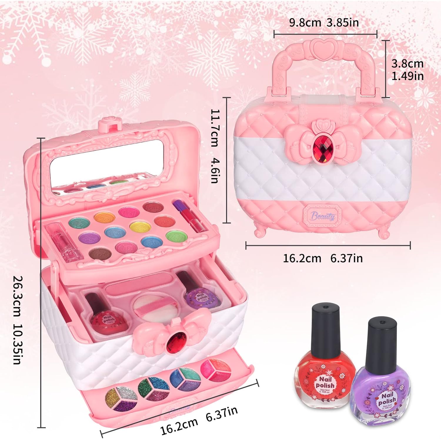 Little Girls Makeup Kit Baby Kids Makeup Box Kit Set Toys for Girls 8years - Image 3