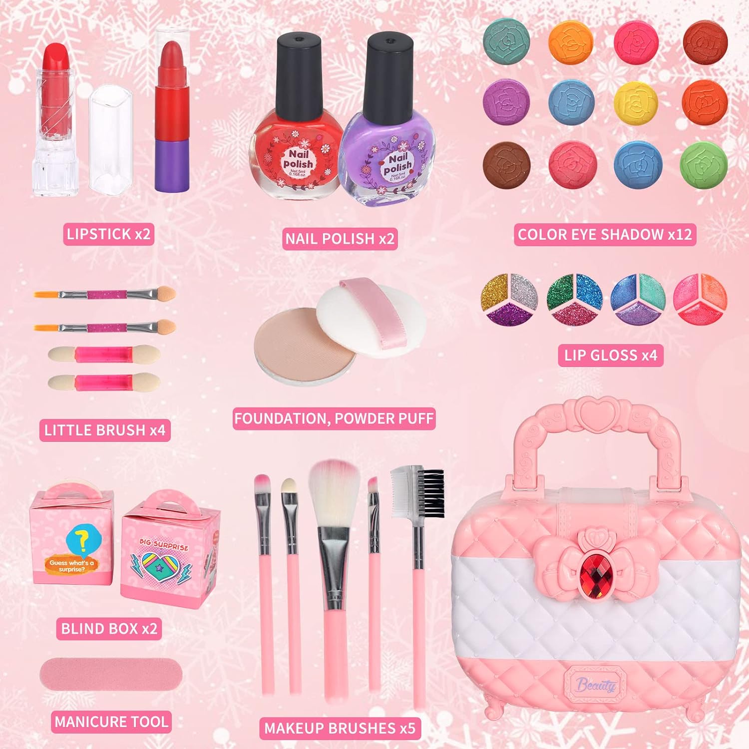 Little Girls Makeup Kit Baby Kids Makeup Box Kit Set Toys for Girls 8years - Image 11