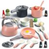 32Pcs Kids Pretend Play Small Miniature Luxury Pink Kitchen Food Toys - Image 13