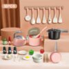 32Pcs Kids Pretend Play Small Miniature Luxury Pink Kitchen Food Toys - Image 14