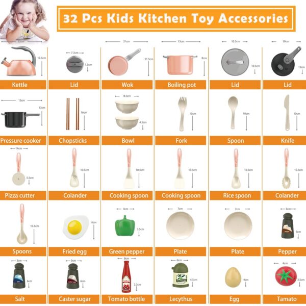 32Pcs Kids Pretend Play Small Miniature Luxury Pink Kitchen Food Toys - Image 6