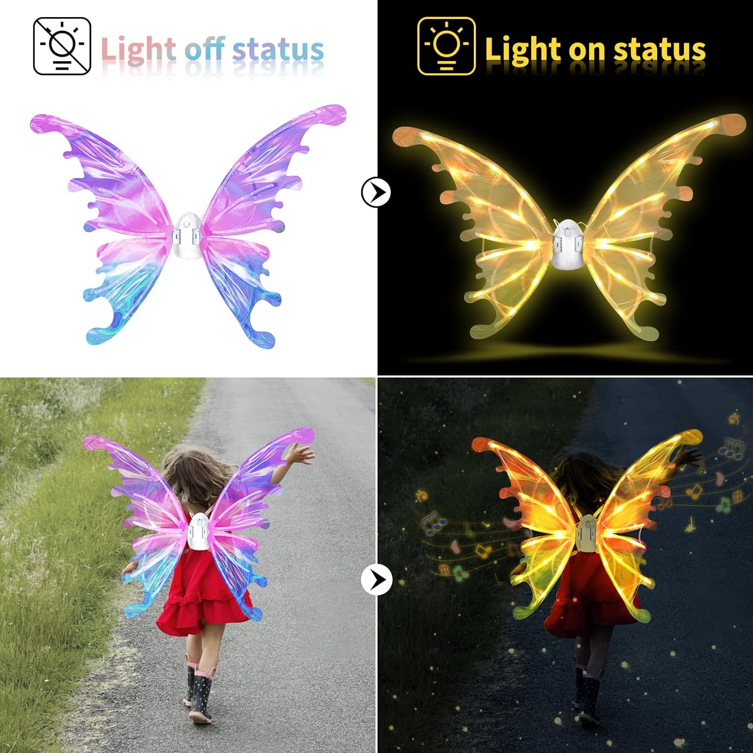 Custom Led Toys Glowing Butterfly Wing Electric Light Up Fairy Wings for Kids Cosplay - Image 5