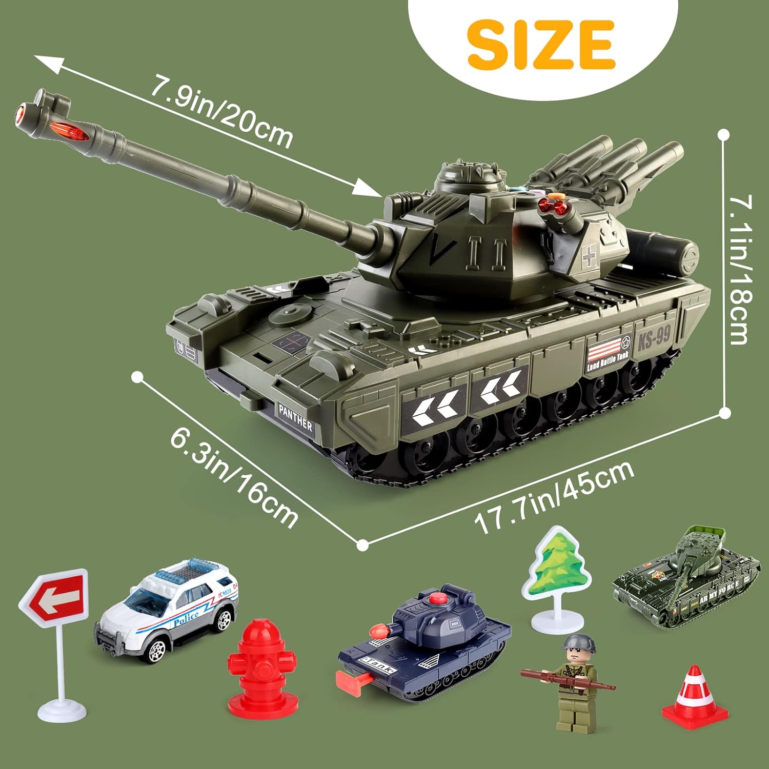 Military Toys Set Big Toy Diecast Army Tank Toy for Kids - Image 11