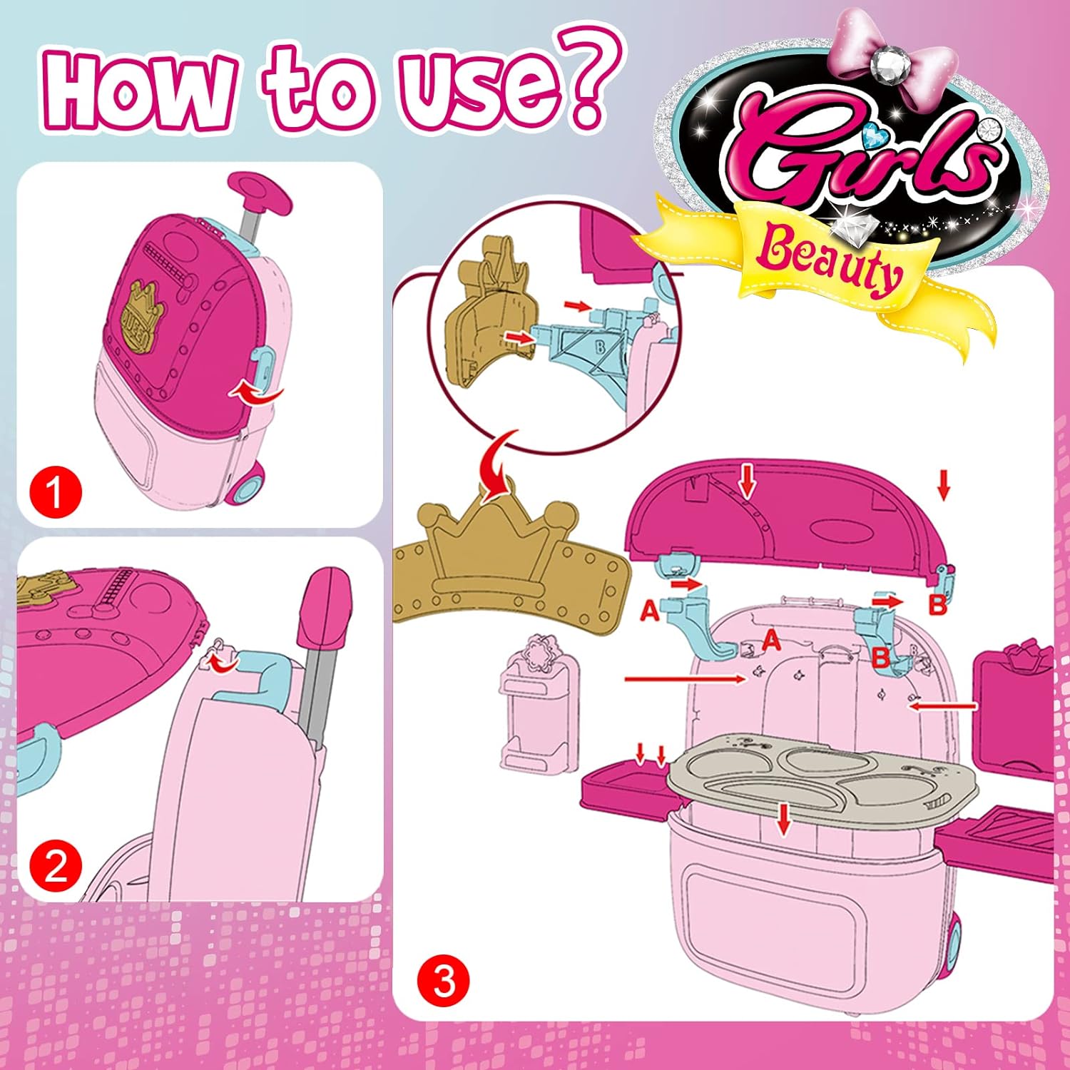Kid Girl Children’s Toy Pretend Play Preschool Toy Cosmetic Makeup Make Up Kit Toy Set For Girl Kid - Image 3