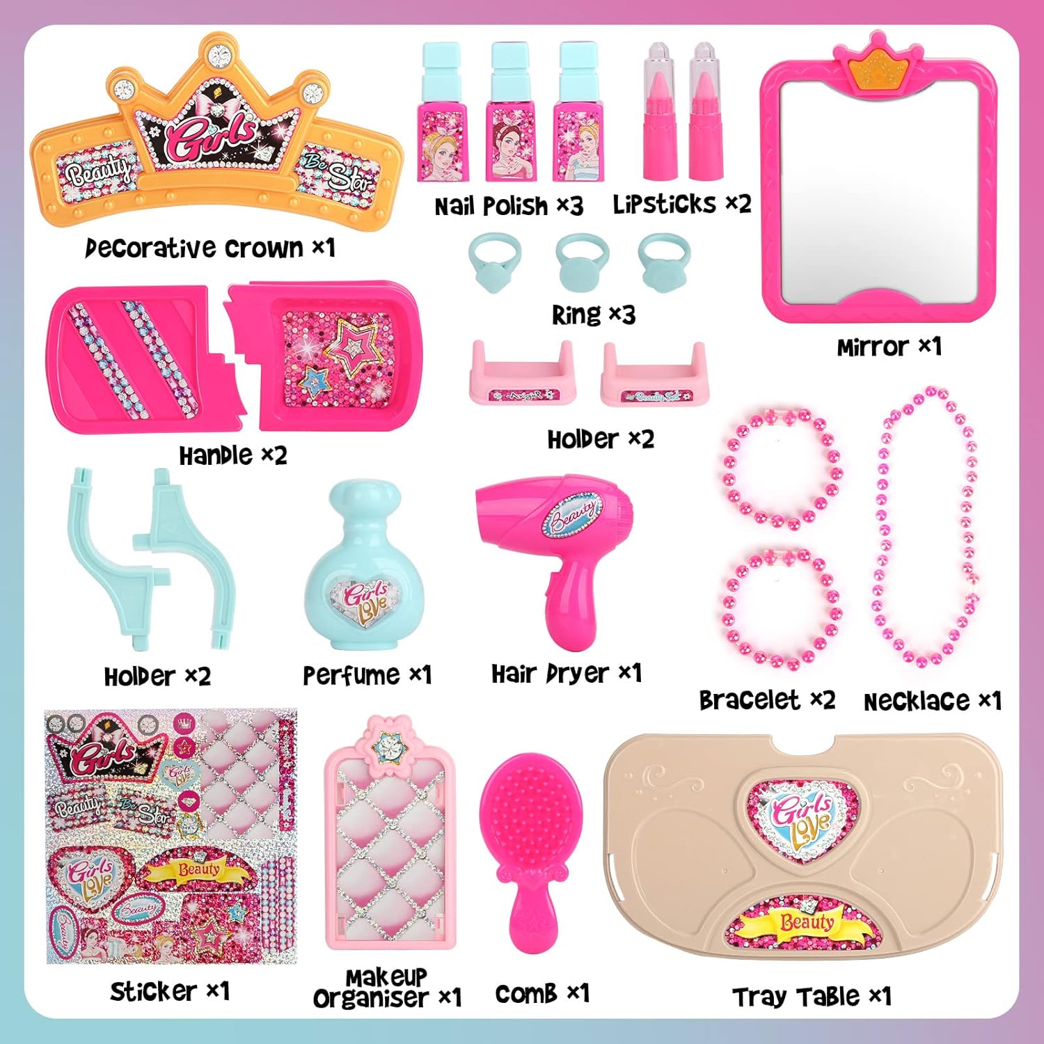 Kid Girl Children’s Toy Pretend Play Preschool Toy Cosmetic Makeup Make Up Kit Toy Set For Girl Kid - Image 7