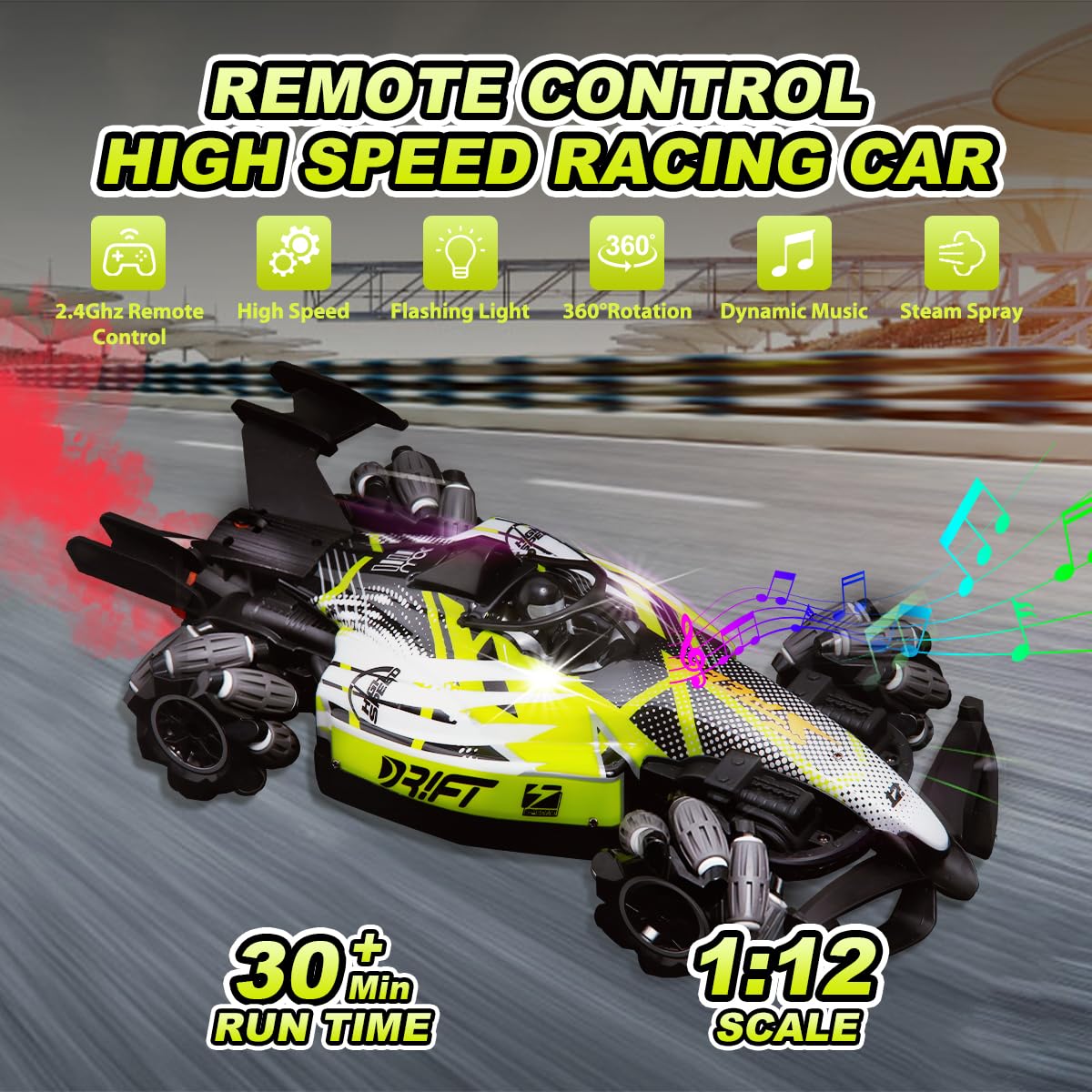 2.4G 4WD F1 Rc Car Gesture Hand High Speed Remote Control Car with Spray Music - Image 9