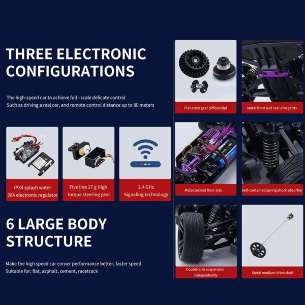 RC CAR Remote Control 1: 16 2.4GHz 35KM/H High Speed 4WD All-Wheel Drive Drift Rc Retro Muscle Cars - Image 12