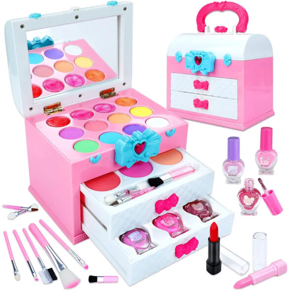 Factory Kids Baby Play Makeup Box Ruby Bow Cosmetic Case Kids Makeup Kit for Girl - Image 2
