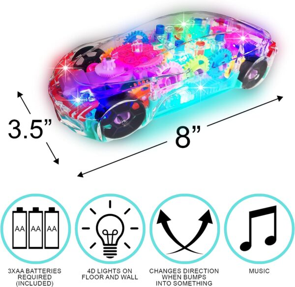 Kids Plastic 3d Racing Car Toy Mechanical Transparent Gear Car Push Toy - Image 4