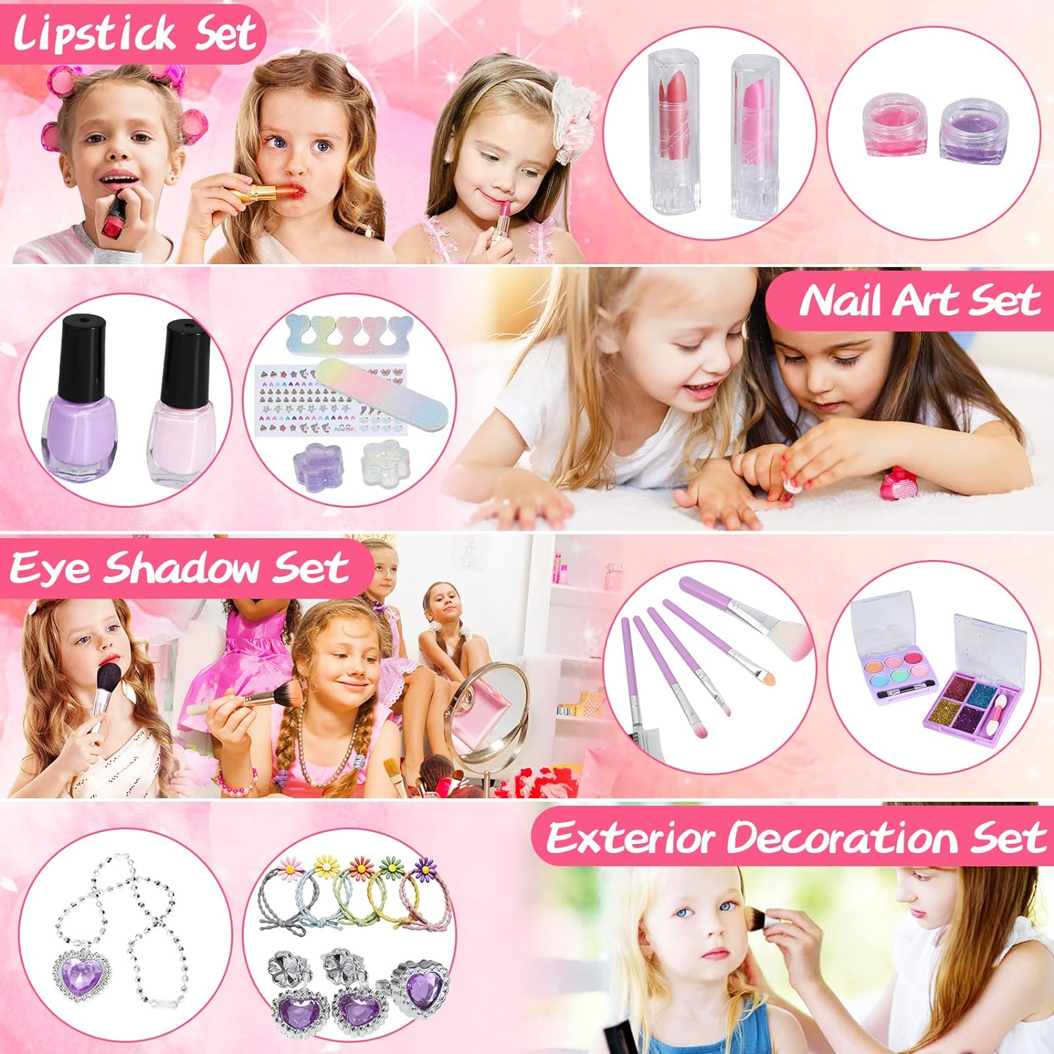 Hot Sale Girls Toy Pretend Play Cosmetics Safe Makeup Toy Set with Portable Storage Box Makeup Toys - Image 3