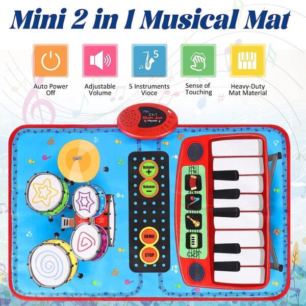 2 in 1 Drum And Piano Mat Baby Playmat Dance Mat Educational Baby Piano Play Mat - Image 6