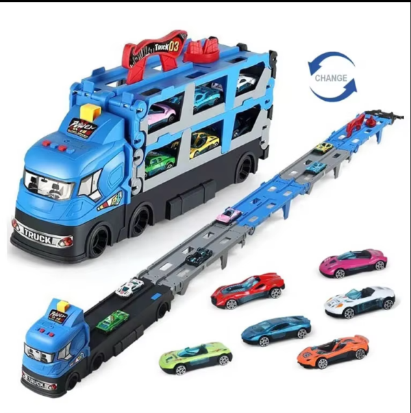 Catapult Container Truck Folding Car Model Toys Children Truck Matel Car Deformation Folding Track Ejection Die Cast Car Set - Image 2