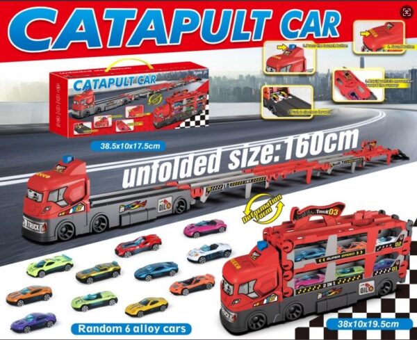 Catapult Container Truck Folding Car Model Toys Children Truck Matel Car Deformation Folding Track Ejection Die Cast Car Set - Image 6