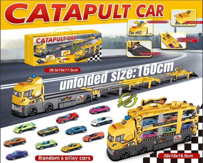 Catapult Container Truck Folding Car Model Toys Children Truck Matel Car Deformation Folding Track Ejection Die Cast Car Set - Image 7