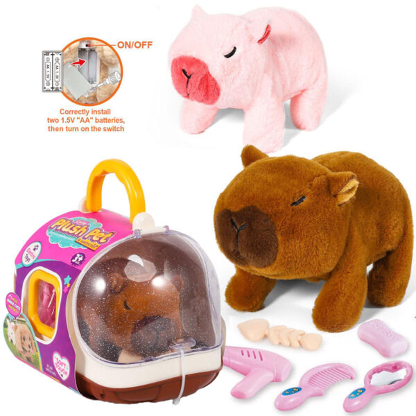 New Capybara Stuffed Animal Walking Barking with Pretend Play Accessories Electronic Plush Toys for Kids - Image 2