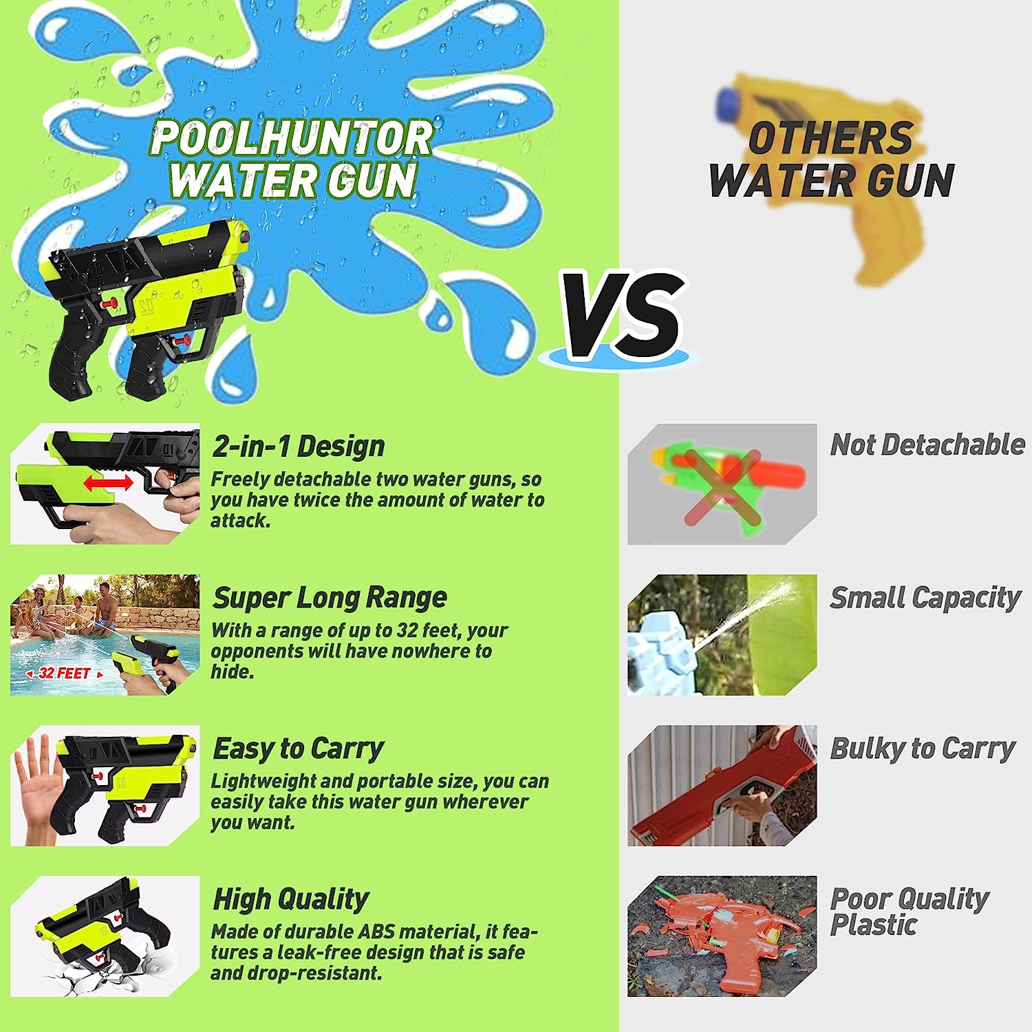 Children Summer Fun Water Gun Remote Shooting Large Capacity 2 in 1 Water Gun - Image 5