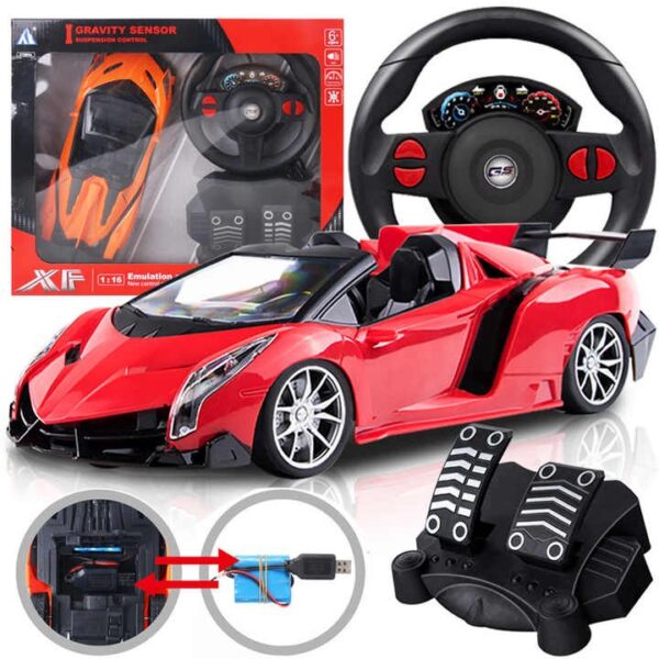 1:16 Steering Wheel Remote Control Car Toy With LED Lights - Image 2