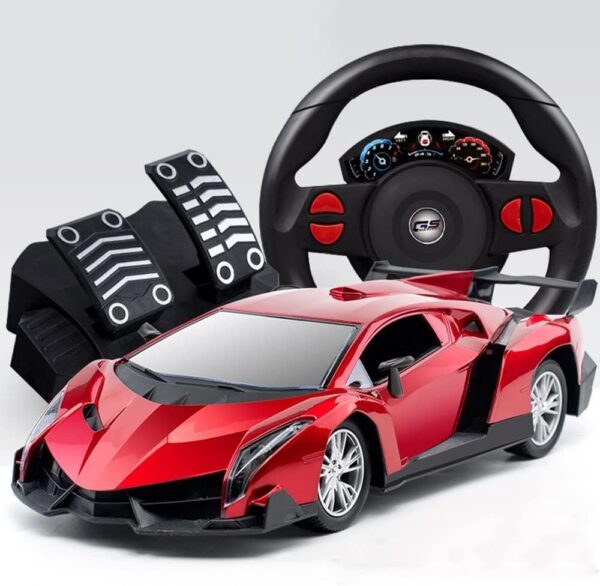 1:16 Steering Wheel Remote Control Car Toy With LED Lights - Image 4