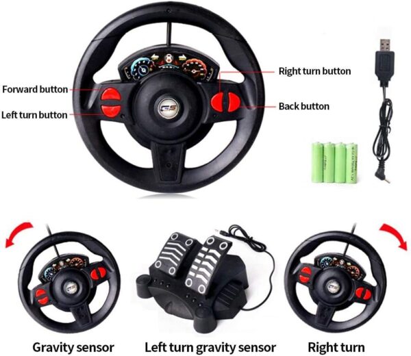1:16 Steering Wheel Remote Control Car Toy With LED Lights - Image 6