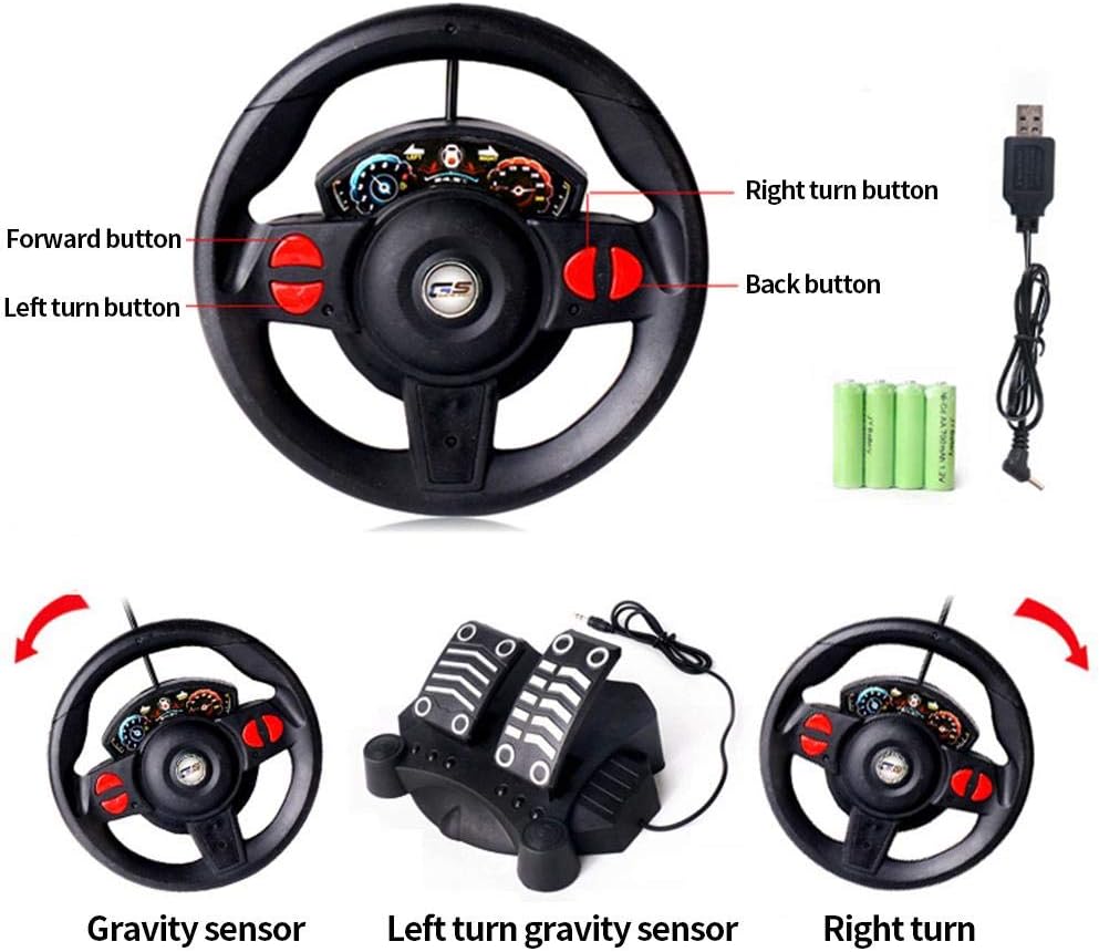 1:16 Steering Wheel Remote Control Car Toy With LED Lights - Image 5