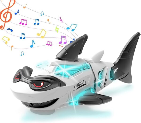 New Kids Toys Battery Operated Electric Universal Wheel Tail Shake Robot Shark Toy with Lighting Music - Image 2