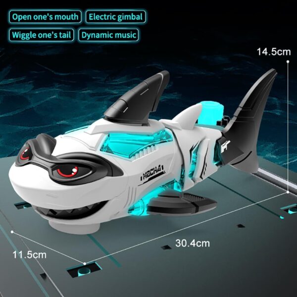 New Kids Toys Battery Operated Electric Universal Wheel Tail Shake Robot Shark Toy with Lighting Music - Image 4