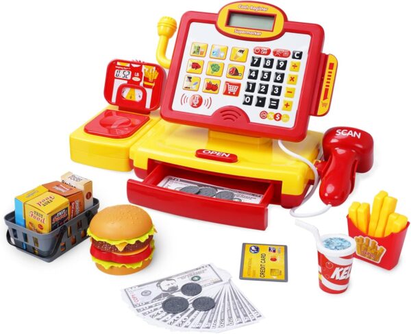 Cashier Toy Shopping Pretend Play Money Machine Supermarket Cash Register Toy For Kid Birthday Christmas Gifts - Image 2