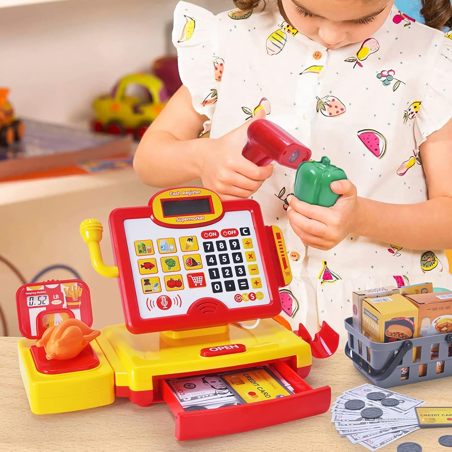 Cashier Toy Shopping Pretend Play Money Machine Supermarket Cash Register Toy For Kid Birthday Christmas Gifts - Image 5