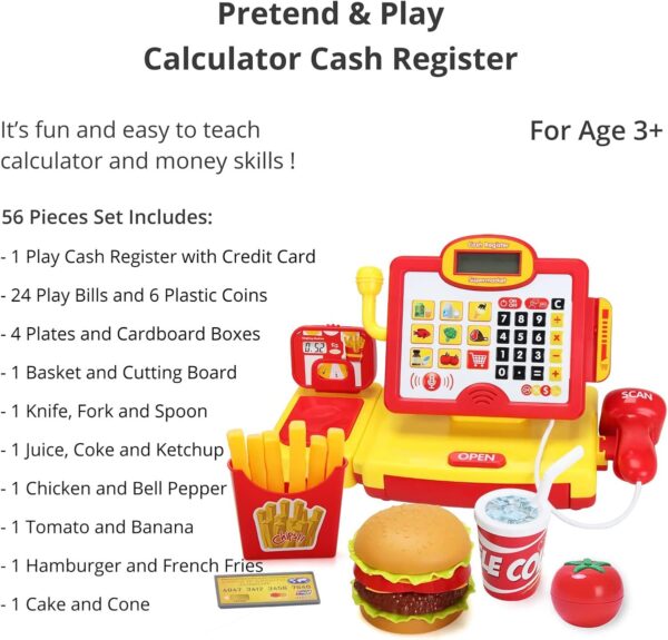 Cashier Toy Shopping Pretend Play Money Machine Supermarket Cash Register Toy For Kid Birthday Christmas Gifts - Image 10