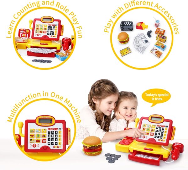 Cashier Toy Shopping Pretend Play Money Machine Supermarket Cash Register Toy For Kid Birthday Christmas Gifts - Image 12