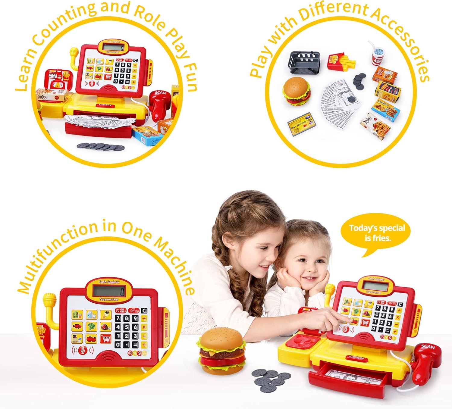 Cashier Toy Shopping Pretend Play Money Machine Supermarket Cash Register Toy For Kid Birthday Christmas Gifts - Image 11