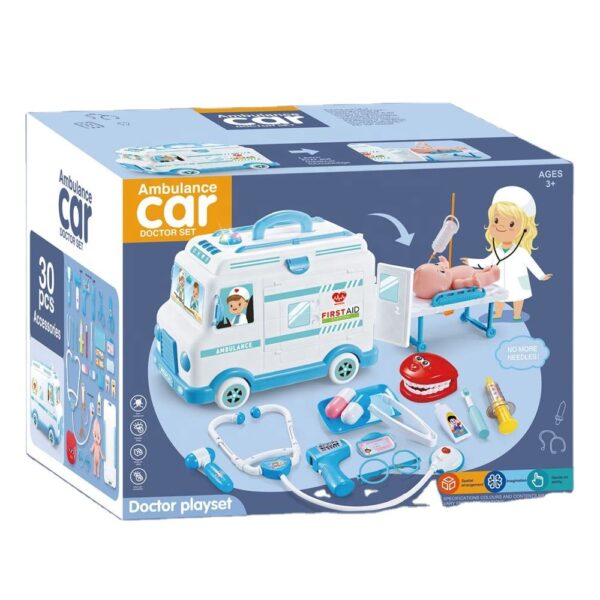 First-Aid Ambulance Car Toy Plastic Medical Kit Play And Role-Play Setting With Doctor Doll - Image 4